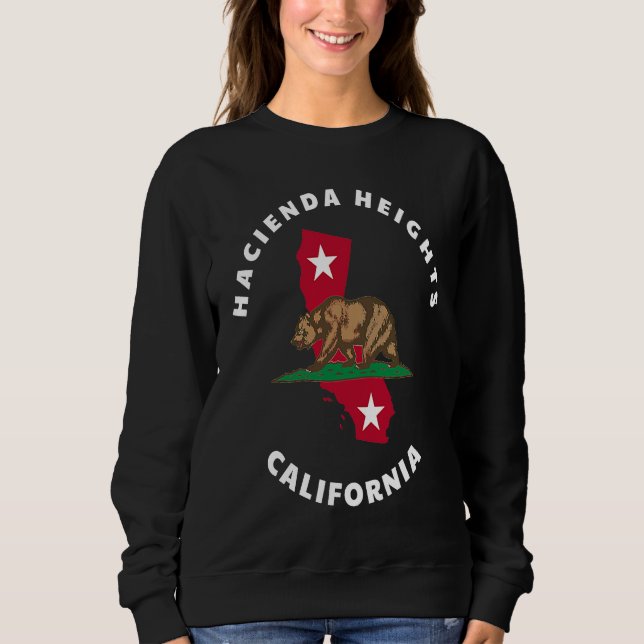 Sudadera Hacienda Heights California CA Flag and Bear Badge (Anverso)