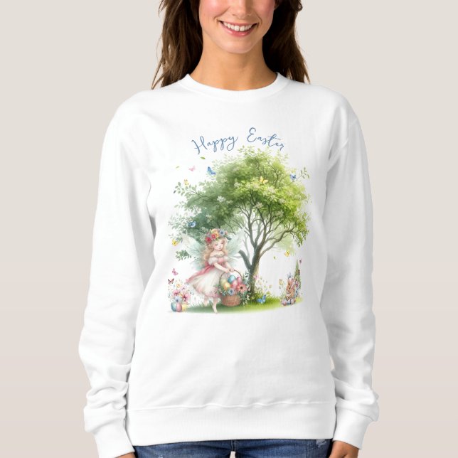 Sudadera Hada de Pascua de primavera en acuarela (Anverso)