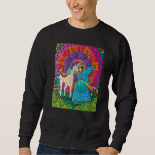 Sudadera Hadas Y Unicornio Con Flores Coloridas
