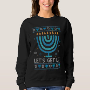 Sudadera Hagamos que la luz Menorah Jewish Ugly Hanukkah Ch