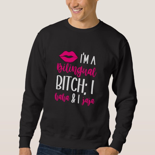 Sudadera Haha Jaja  Bilingual Latina English Spanish Spangl (Anverso)