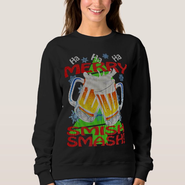 Sudadera HaHaHa MERRY SMISHSMASH   Holiday Beer Drinking (Anverso)