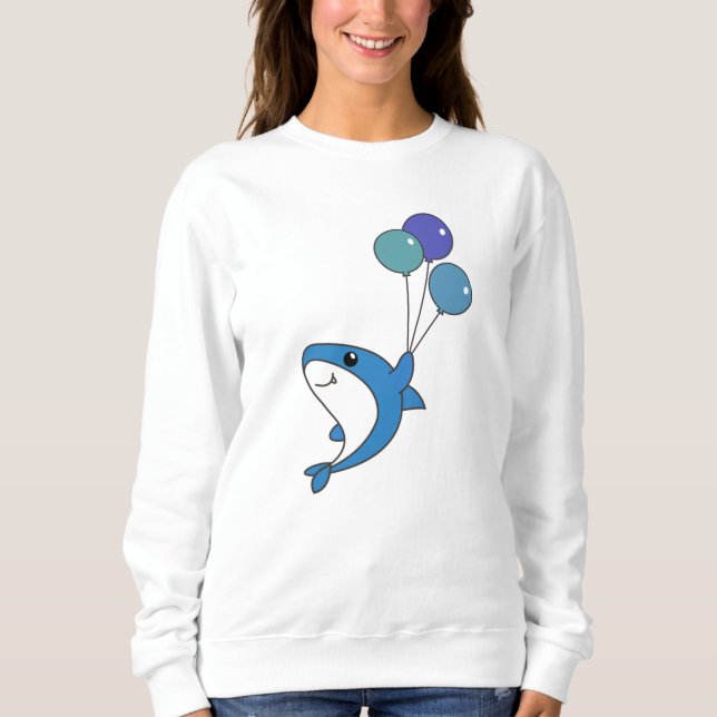 Sudadera Hai Fish Flies With Balloons Sweet Animals Shark (Anverso)