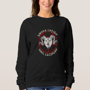 Sudadera Hail Lucipurr Smoke Catnip Satanic Cat Pun Zip