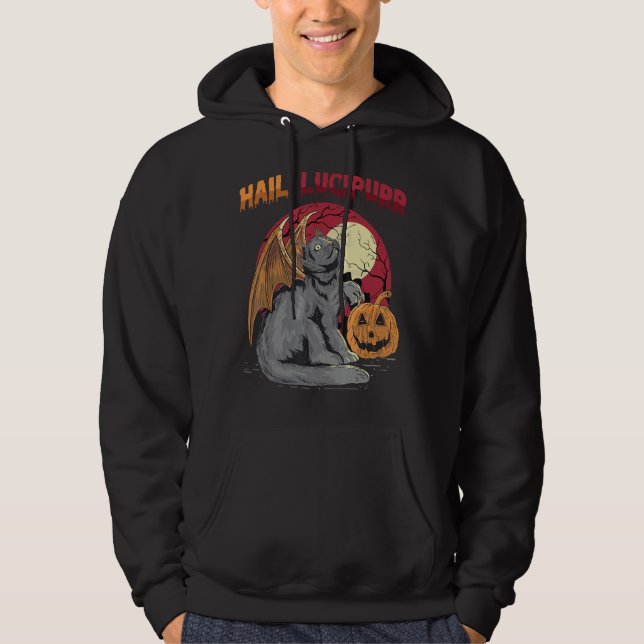 Sudadera Hail Lucipurr Winged Demon Cat Halloween Costume P (Anverso)