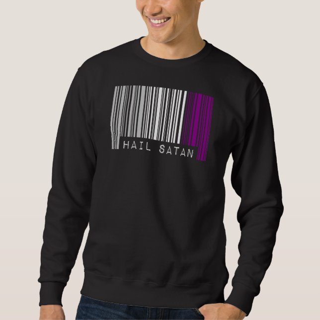 Sudadera Hail Satan Asexual Prige Bandera Código de barras  (Anverso)