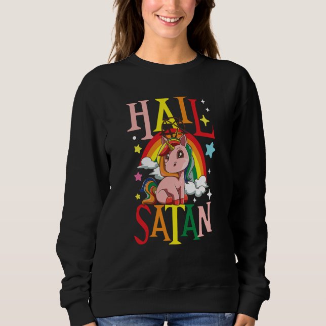 Sudadera Hail Satan Unicorn Rainbow (Anverso)