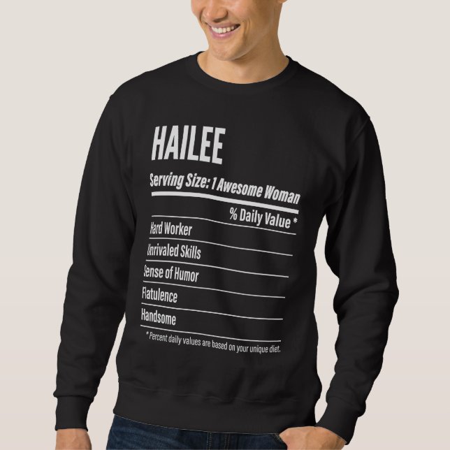 Sudadera Hailee  Nutritional Facts Serving Size Calories (Anverso)
