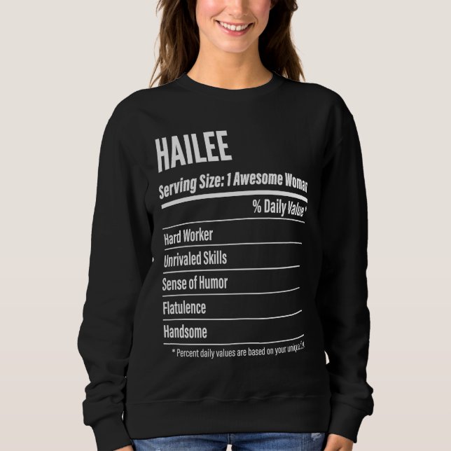 Sudadera Hailee  Nutritional Facts Serving Size Calories (Anverso)