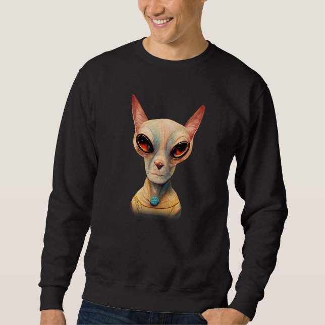Sudadera Hairless Sphynx Cat Alien UFO Portrait   (Anverso)