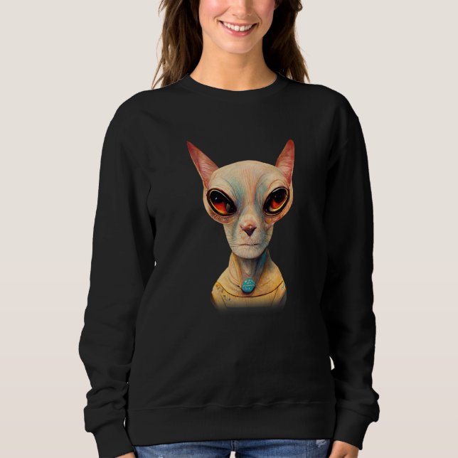 Sudadera Hairless Sphynx Cat Alien UFO Portrait   (Anverso)