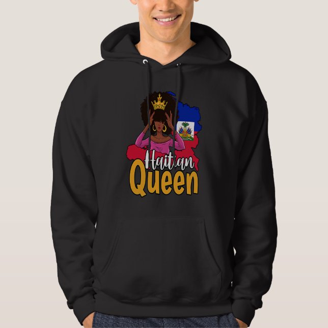 Sudadera Haiti Haitian Love Flag Proud Woman Princess Crown (Anverso)