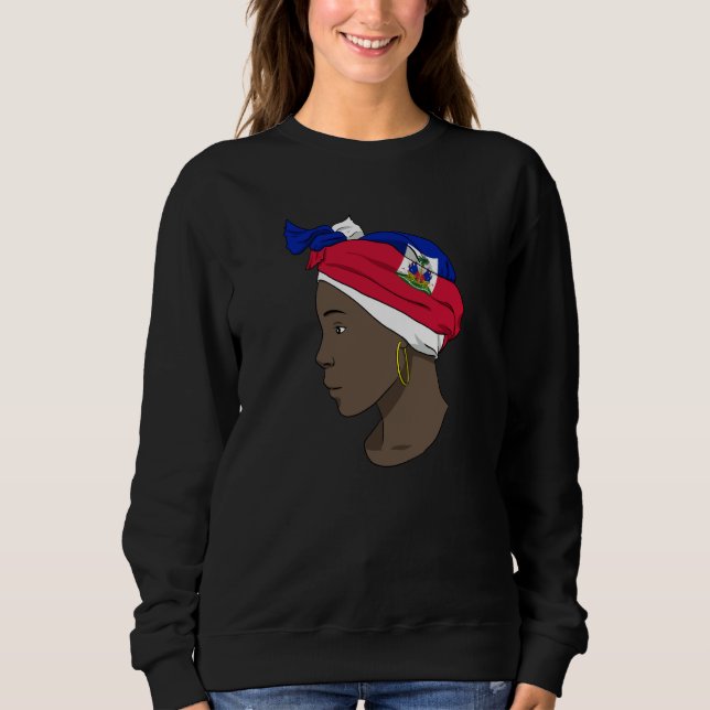 Sudadera Haiti Haitian Love Flag Proud Woman Princess Crown (Anverso)