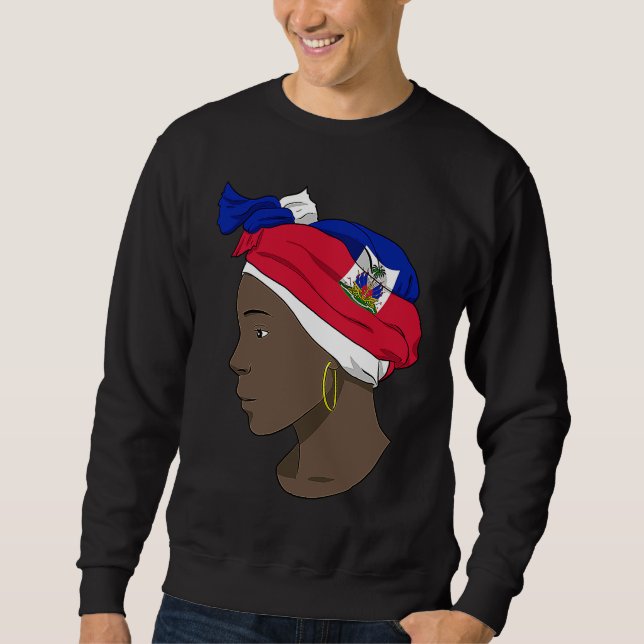 Sudadera Haiti Haitian Love Flag Proud Woman Princess Crown (Anverso)