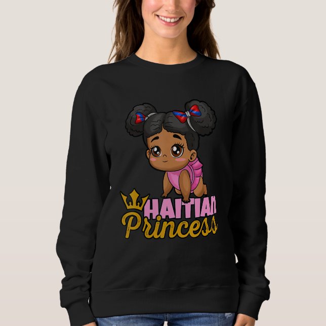 Sudadera Haiti Haitian Love Flag Proud Woman Princess Crown (Anverso)