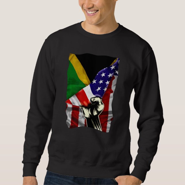 Sudadera Half American Flag Jamaican ROOTS USA Flag Jamaica (Anverso)