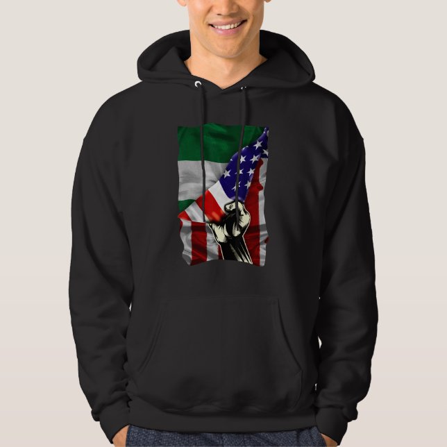 Sudadera Half American Flag Nigerian ROOTS USA Flag Nigeria (Anverso)