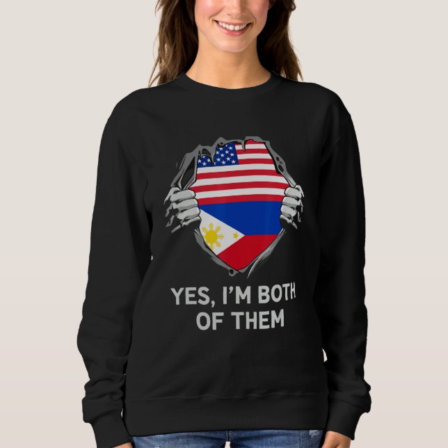 Sudadera Half American Half Filipino USA Philippines Flag M (Anverso)