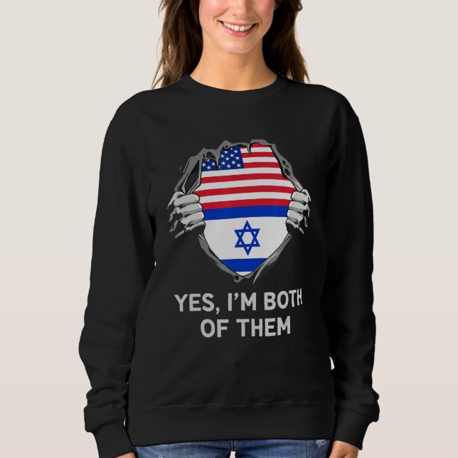 Sudadera Half American Half Israeli USA Israel Flag Mens Wo (Anverso)