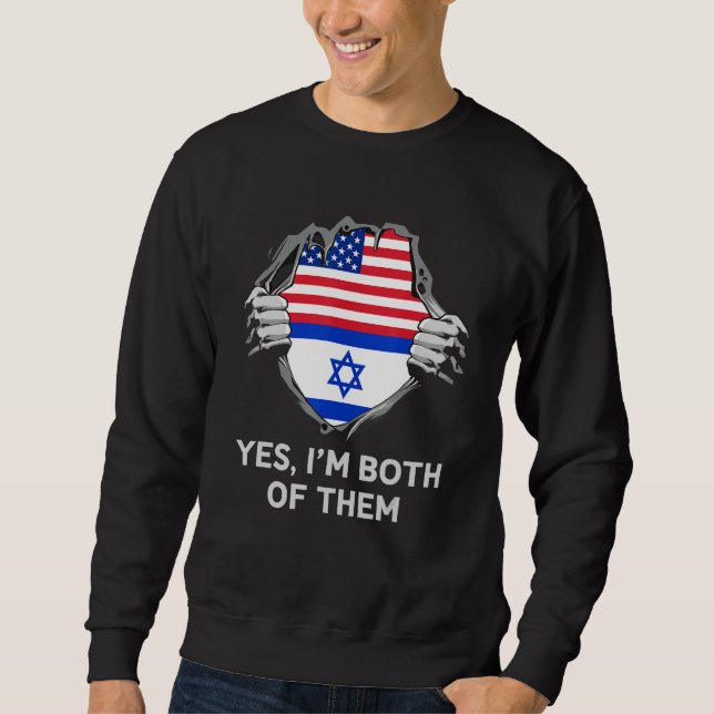 Sudadera Half American Half Israeli USA Israel Flag Mens Wo (Anverso)