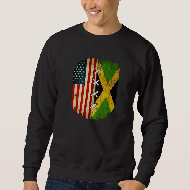 Sudadera Half American Half Jamaican USA Flag Jamaica Flag  (Anverso)