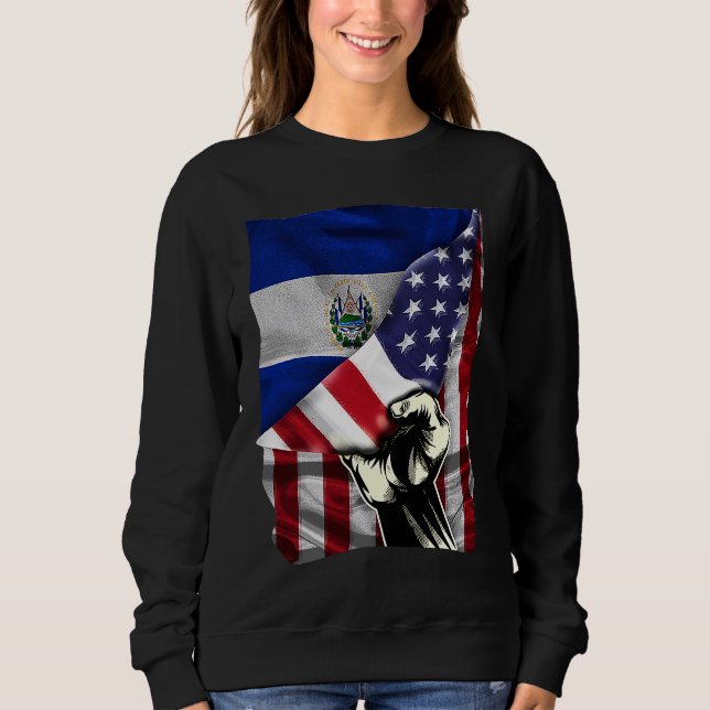 Sudadera Half American Half Salvadoran ROOTS USA Flag El Sa (Anverso)