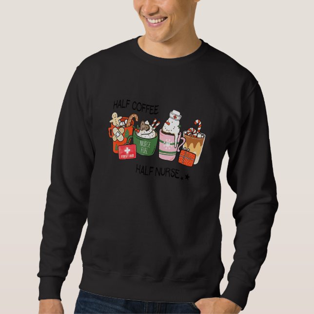 Sudadera Half Coffee Half Nurse Ginger Man Snowman Christma (Anverso)