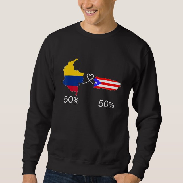 Sudadera Half Colombian Half Puerto Rican Flag Map Love Col (Anverso)