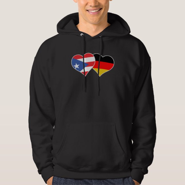 Sudadera Half German Half Puerto Rican Flag Heart Puerto Ri (Anverso)