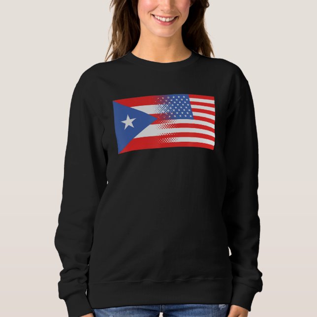 Sudadera Half Puerto Rican Half American Flag Puerto Rico U (Anverso)