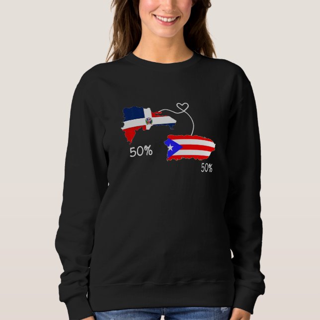 Sudadera Half Puerto Rican Half Dominican Flag Map Combined (Anverso)