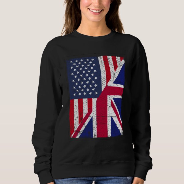 Sudadera Half USA Flag Half Great Britain Flag American Bri (Anverso)