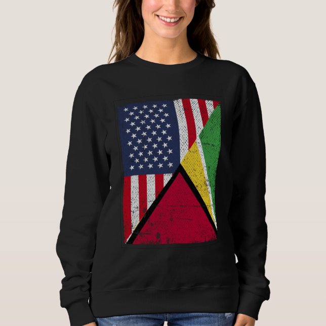 Sudadera Half USA Flag Half Guyana Flag American Guyanian (Anverso)