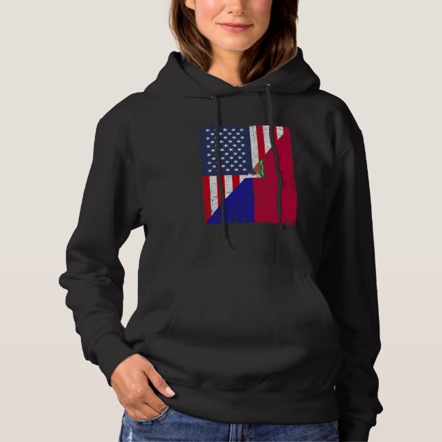 Sudadera Half USA Flag Half Haiti Flag American Haitian (Anverso)