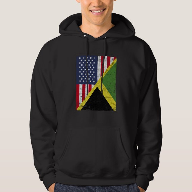 Sudadera Half USA Flag Half Jamaica Flag American Jamaican (Anverso)