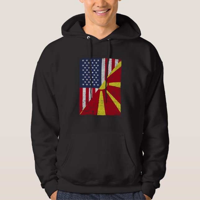 Sudadera Half USA Flag Half Macedonia Flag American Macedon (Anverso)