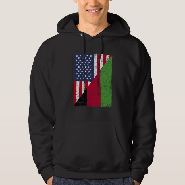 Sudadera Half USA Flag Half Malawi Flag American Malawian (Anverso)