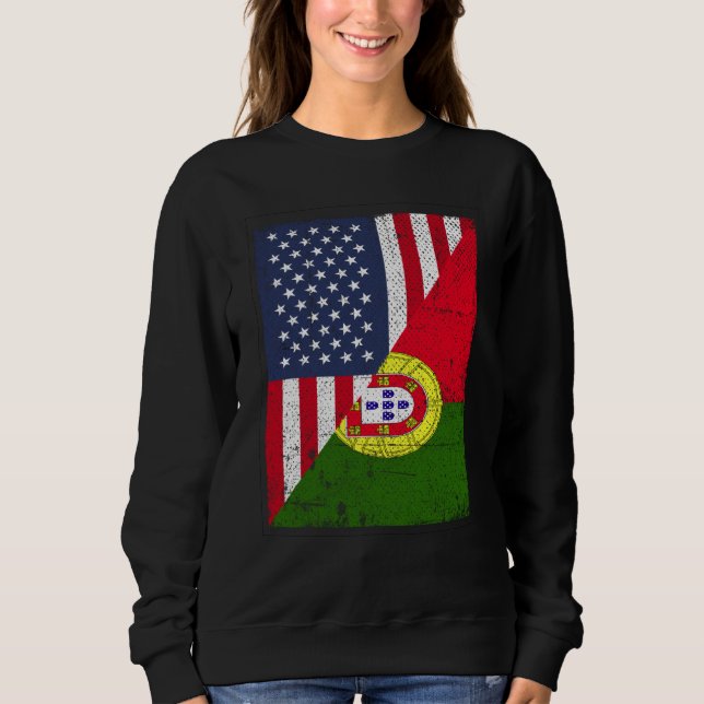 Sudadera Half USA Flag Half Portugal Flag American Portugue (Anverso)