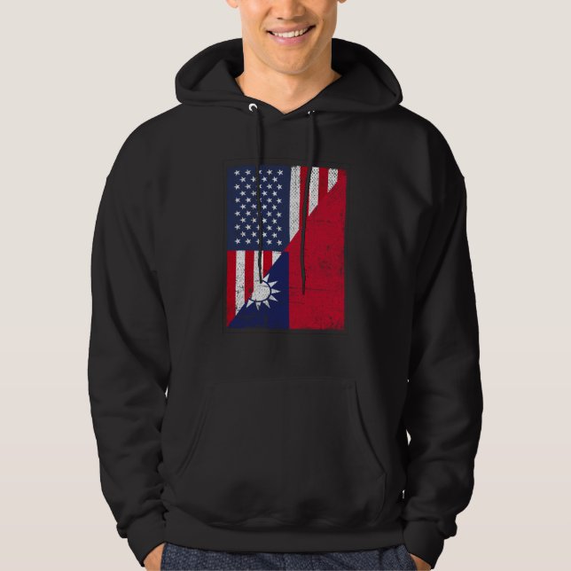 Sudadera Half USA Flag Half Taiwan Flag American Taiwanese (Anverso)