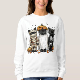 Sudadera Halloween 3 gatos negros graciosos adorables