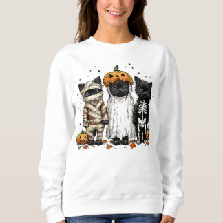 Sudadera Halloween 3 gatos negros graciosos adorables
