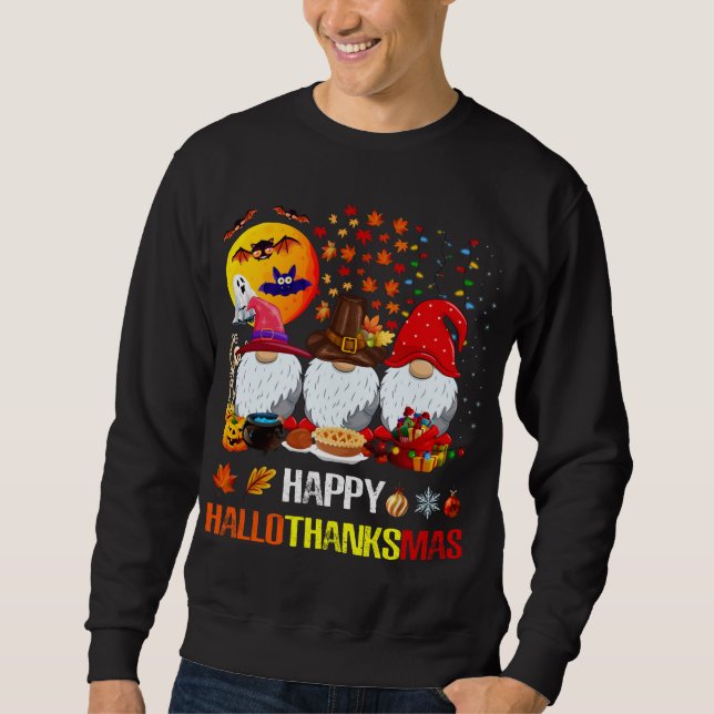 Sudadera Halloween Acción de Gracias Feliz Navidad Hallo (Anverso)