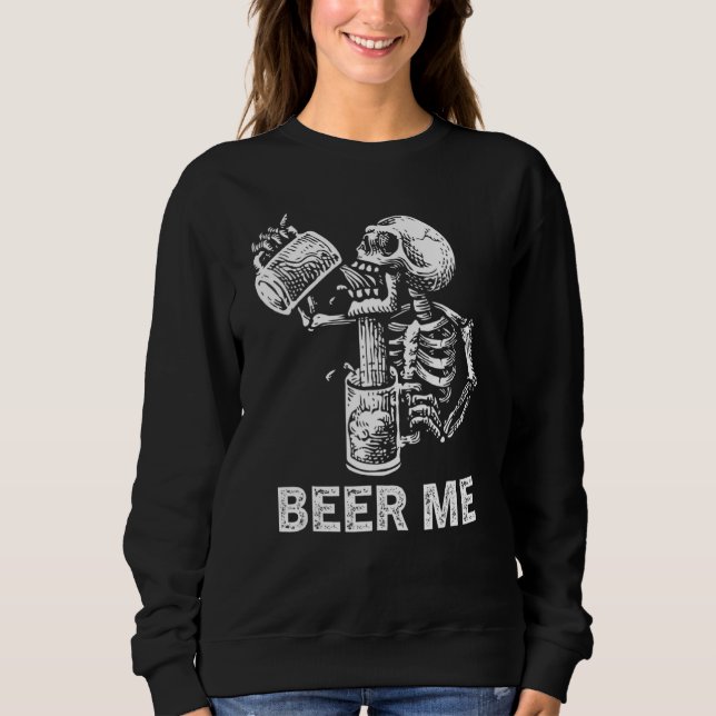 Sudadera Halloween Beer Me Skeleton Scary Spooky Bebe M (Anverso)