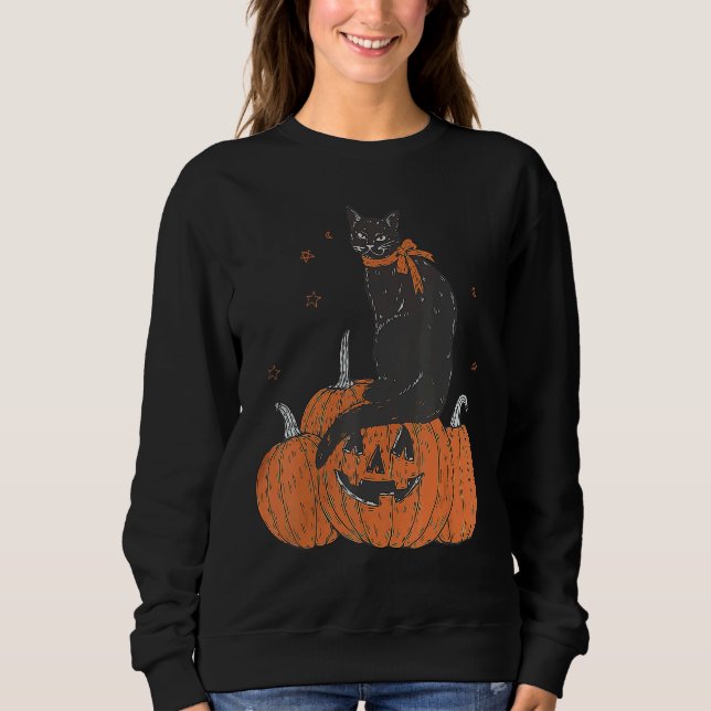 Sudadera Halloween Black Cat On Pumpkin Halloween Costume (Anverso)