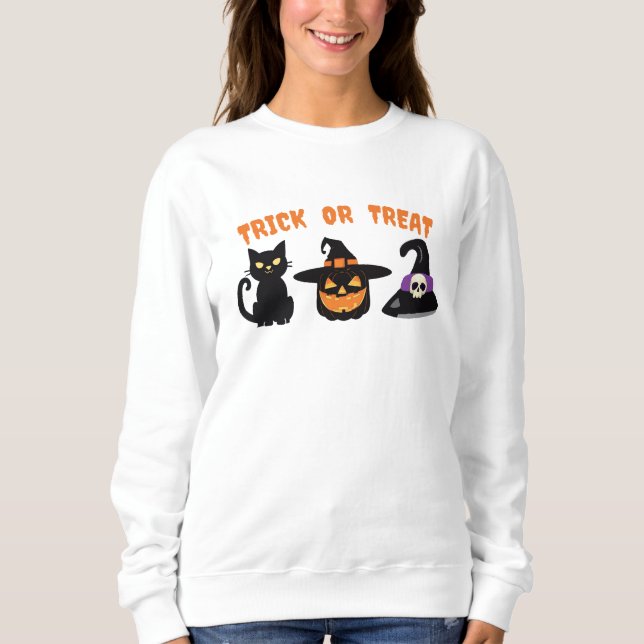 Sudadera Halloween Black Cat Witch Trick or Tret Design (Anverso)