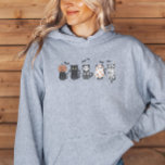 Sudadera Halloween Black Cats Spooky Cute Funny<br><div class="desc">¡Que tengas miedo y cuido esta Halloween con esta adorable sudadera y camiseta de la tripulación de un gato negro! Este diseño es imprescindible para cualquier amante de los gatos, con una alineación puramente festiva de un gato de calabaza, gato murciélago, gato esqueleto, gato fantasma y gato mami. Celebra la...</div>