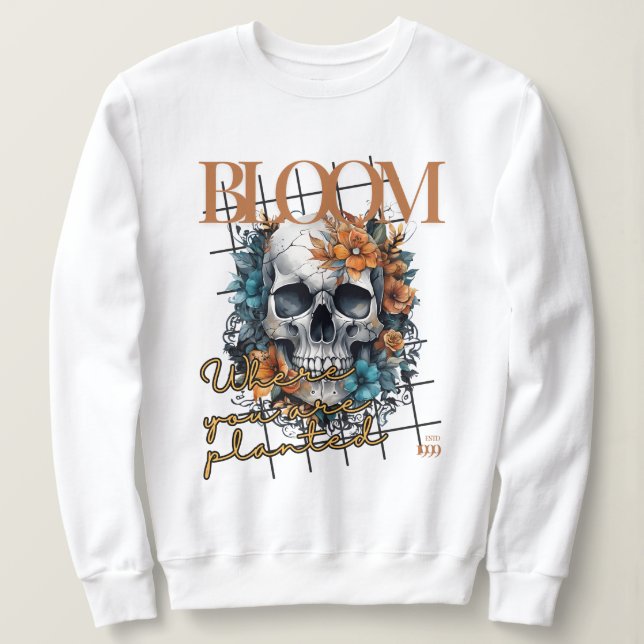 Sudadera Halloween Bloom Skull (Anverso del diseño)