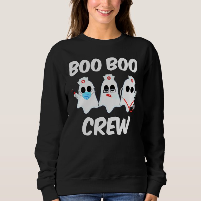 Sudadera Halloween Boo Boo Crew Ghost Nurse Costume Rn Nurs (Anverso)
