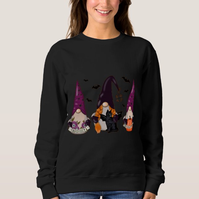 Sudadera Halloween Boo Witch Gnomes Autumn Bat Pumpkins Bla (Anverso)