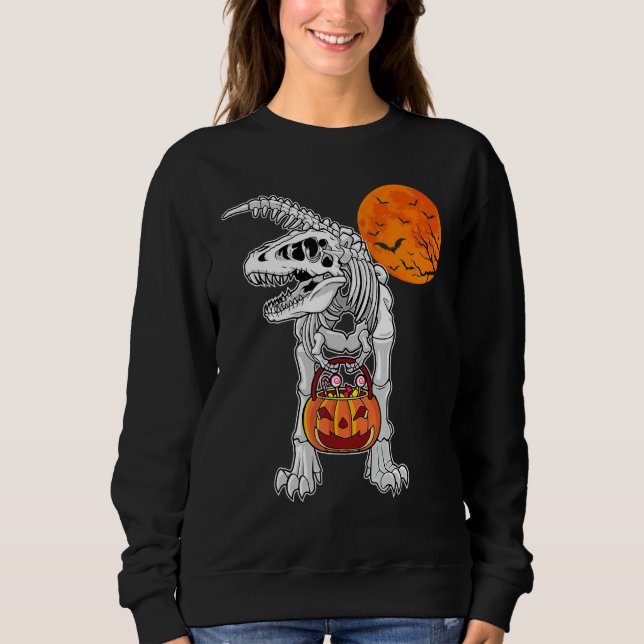 Sudadera Halloween Boys Dinosaur Skeleton Rex Scary Pumpkin (Anverso)